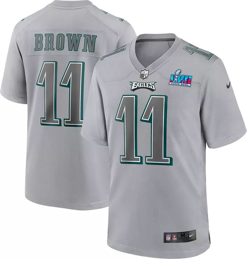 

Мужские кроссовки Nike Super Bowl LVII Bound Philadelphia Eagles A.J. Коричневый № 11 Атмосфера игры Джерси