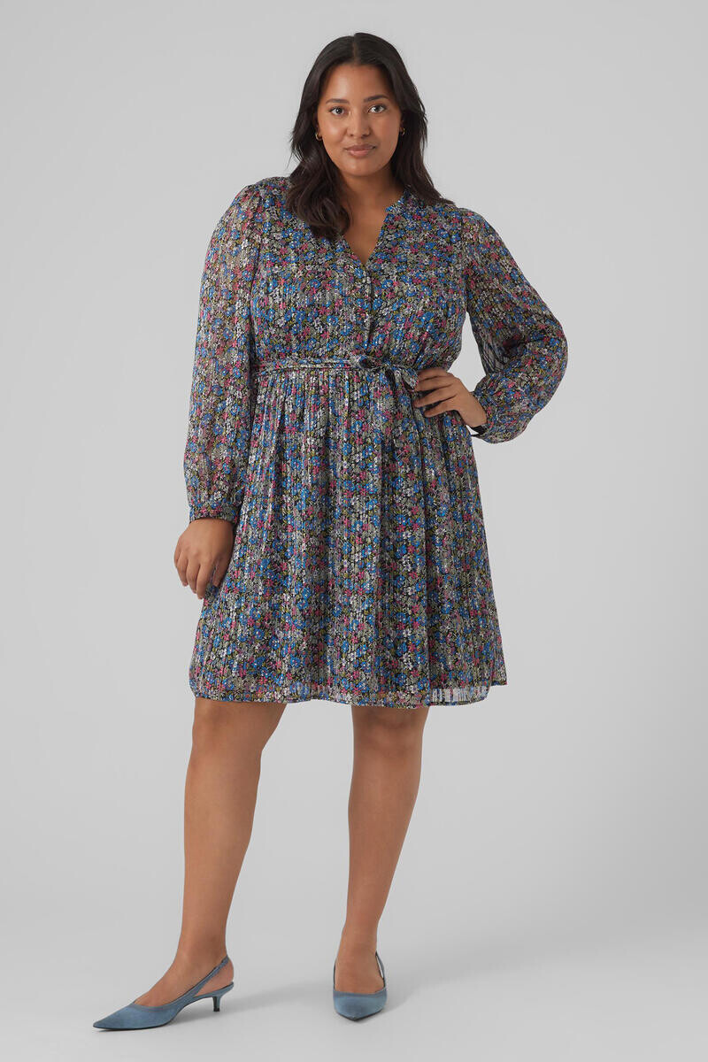 

Короткое шифоновое платье больших размеров Vero Moda Curve, синий