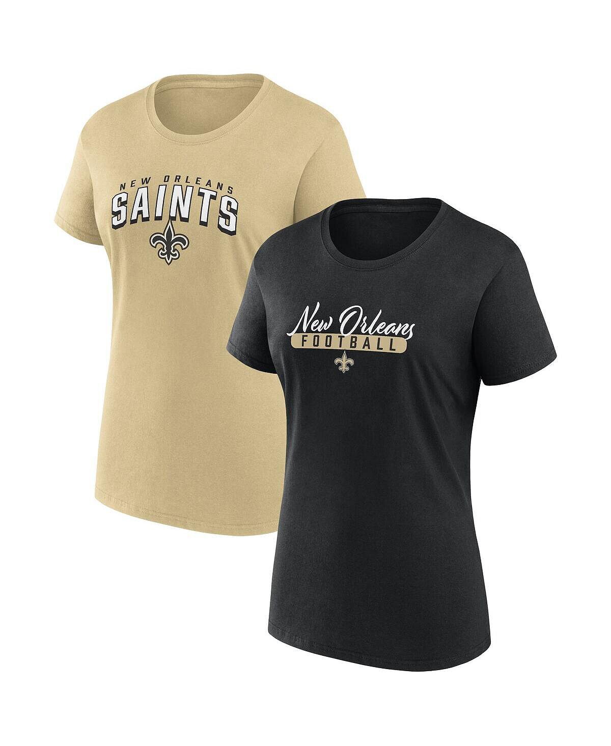 

Женский комбинированный комплект футболок с логотипом болельщика New Orleans Saints черного и золотого цвета Fanatics