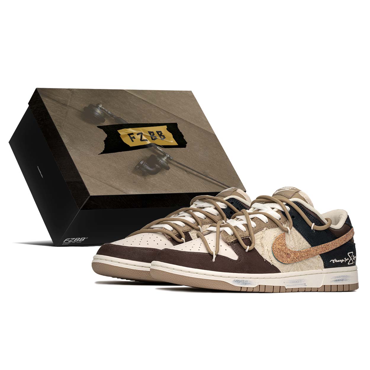 

Кроссовки Nike Dunk Skateboarding Shoes Unisex Low-top Brown/Cream/Dark Gum, коричневый