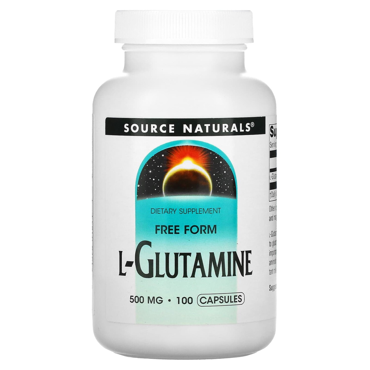

L-глутамин, 500 мг, 100 капсул, Source Naturals