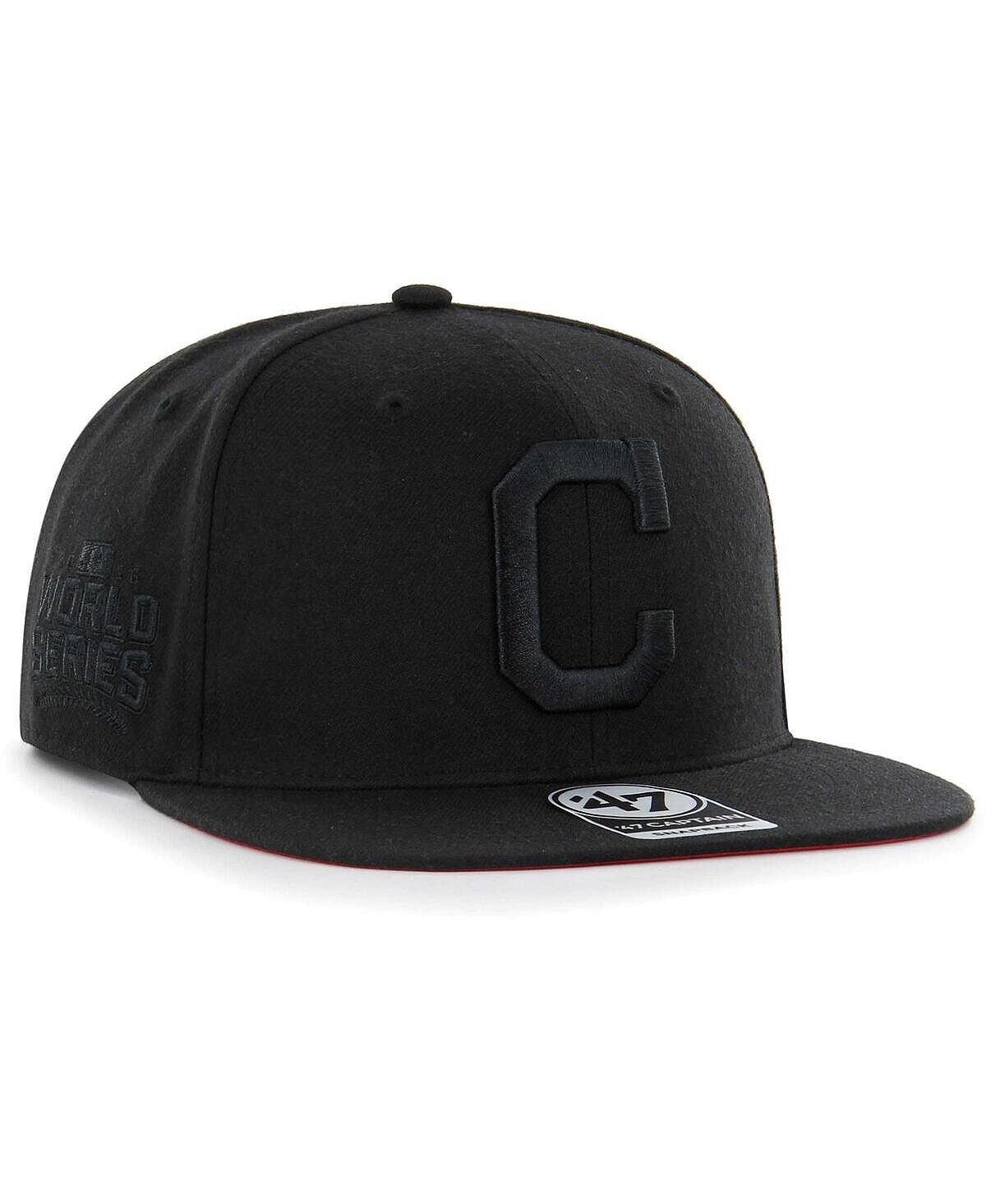 

Мужская кепка Cleveland Guardians Black on Black Sure Shot Captain Snapback '47 Brand