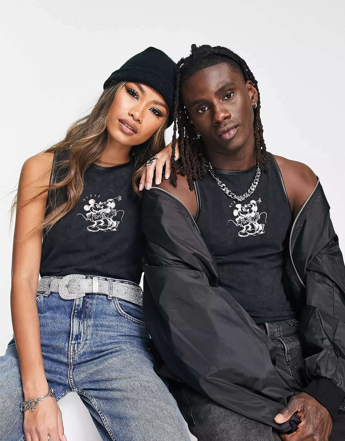

Черный облегающий жилет унисекс с принтом Disney ASOS Punk Mickey