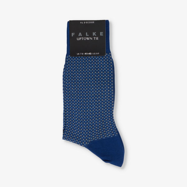 Носки из смесового хлопка с фирменным принтом Uptown Tie Falke, синий трикотажные носки с фирменным узором из смесового бамбука 4th