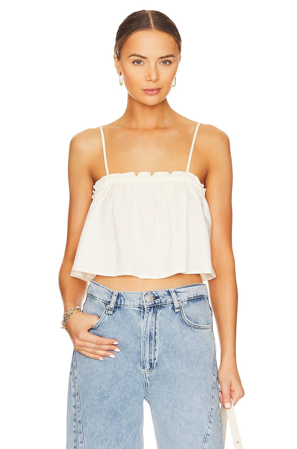 

Топ WeWoreWhat Ruffle Cami, слоновая кость