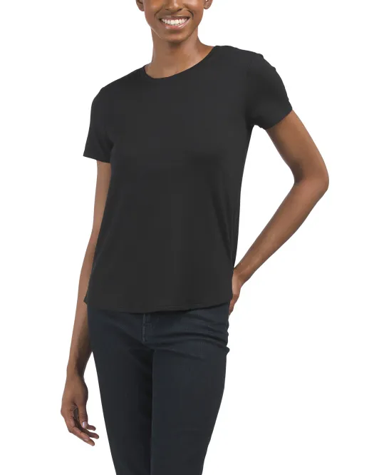 

Футболка с коротким рукавом и круглым вырезом Tahari, цвет Black Beauty