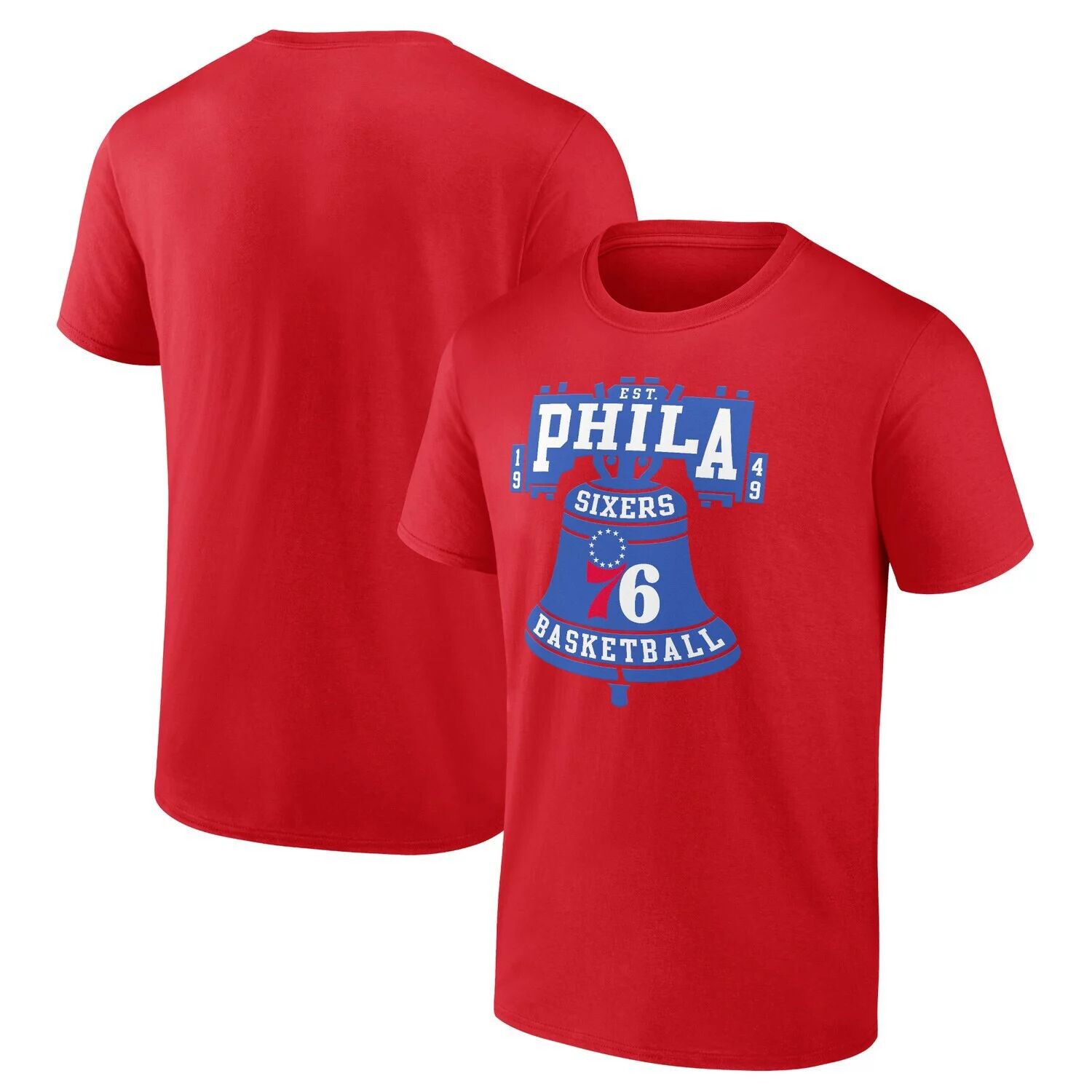 

Мужская красная фирменная футболка Philadelphia 76ers Hometown Collection Phila Liberty Bell Fanatics, Красный