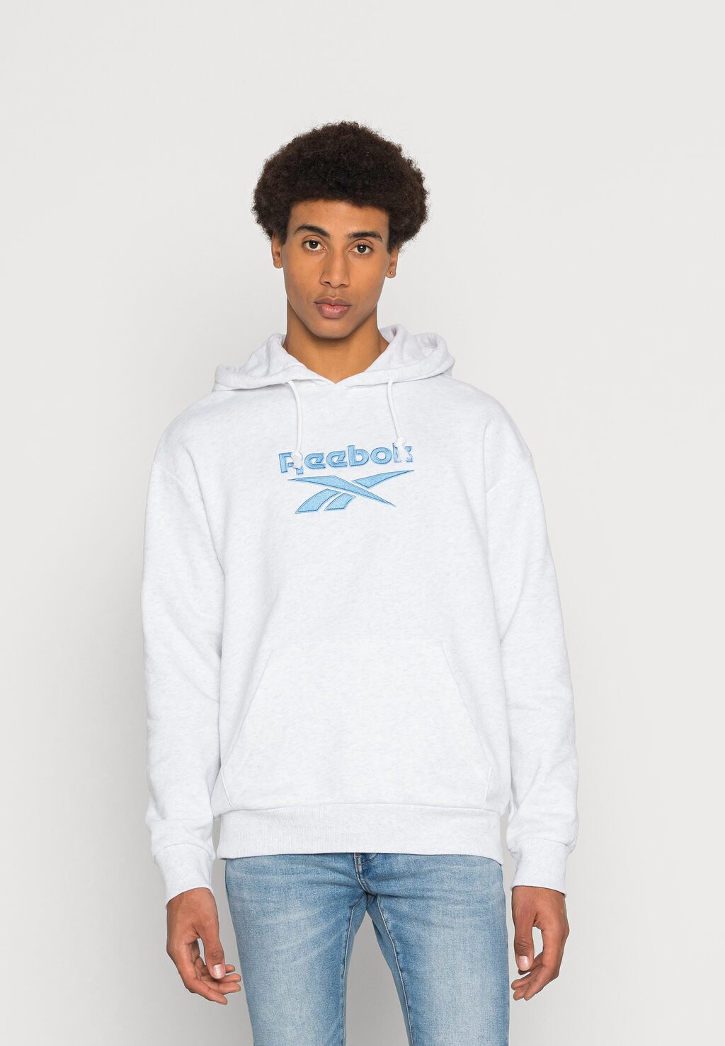 

Толстовка VECTOR HOODIE Reebok, белый меланж/эссенциальный синий