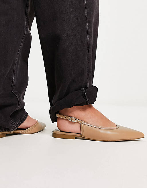 

Бежевые балетки с пяткой на пятке ASOS DESIGN Wide Fit Lane