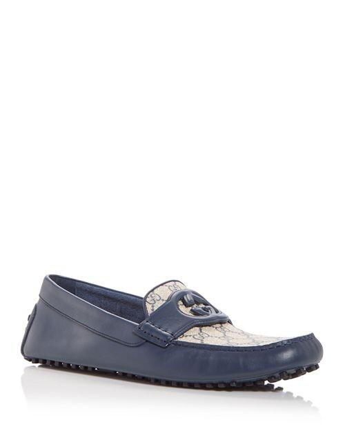 

Мужские драйверы с переплетенными пальцами G и Moc Toe Gucci, цвет Blue