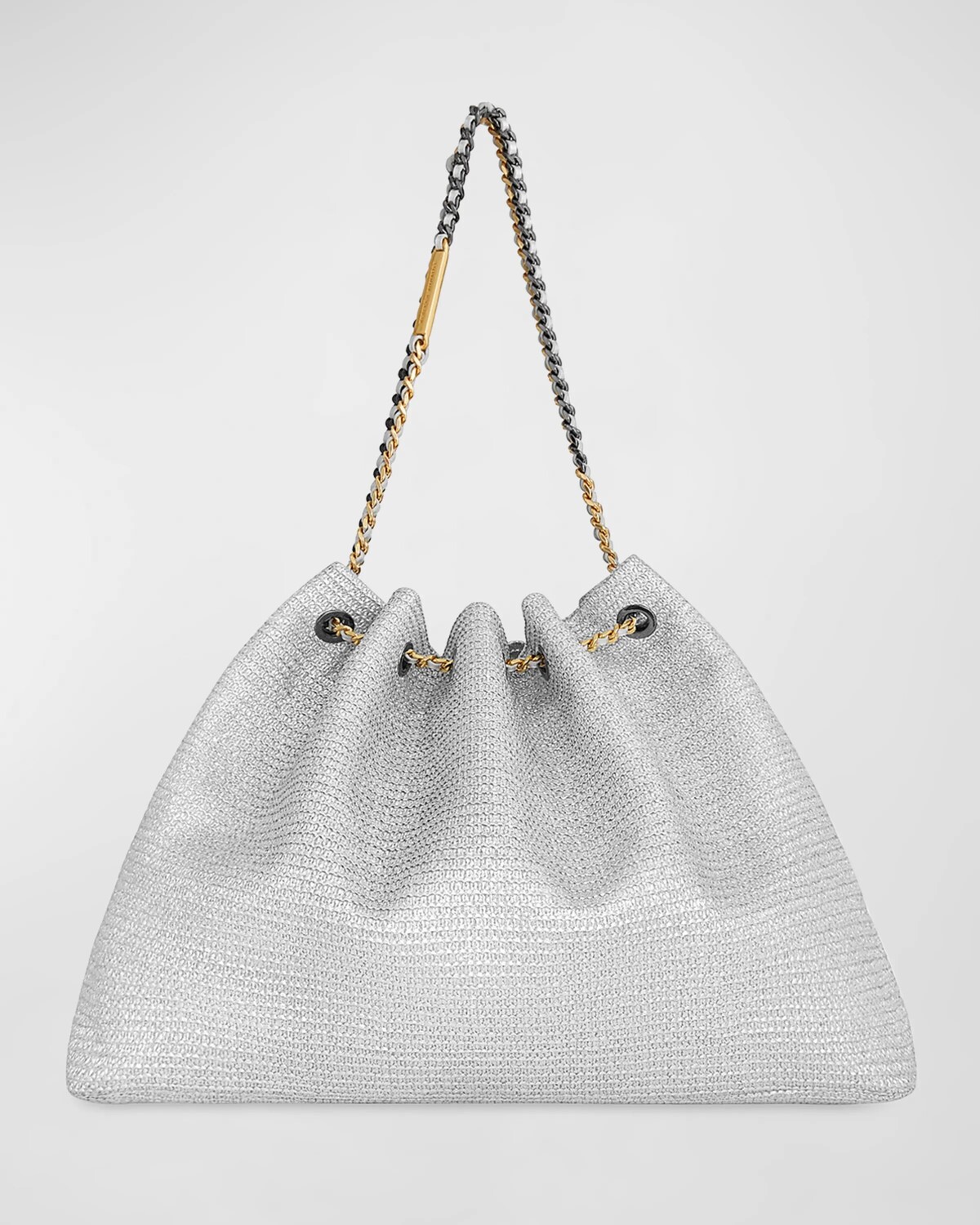 

Кожаная большая сумка с металлической цепочкой Rebecca Minkoff, цвет Silver