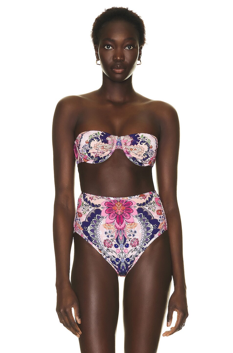 

Топ бикини Zimmermann Laurel Ruched Underwire Bra, цвет Navy Baroque Floral
