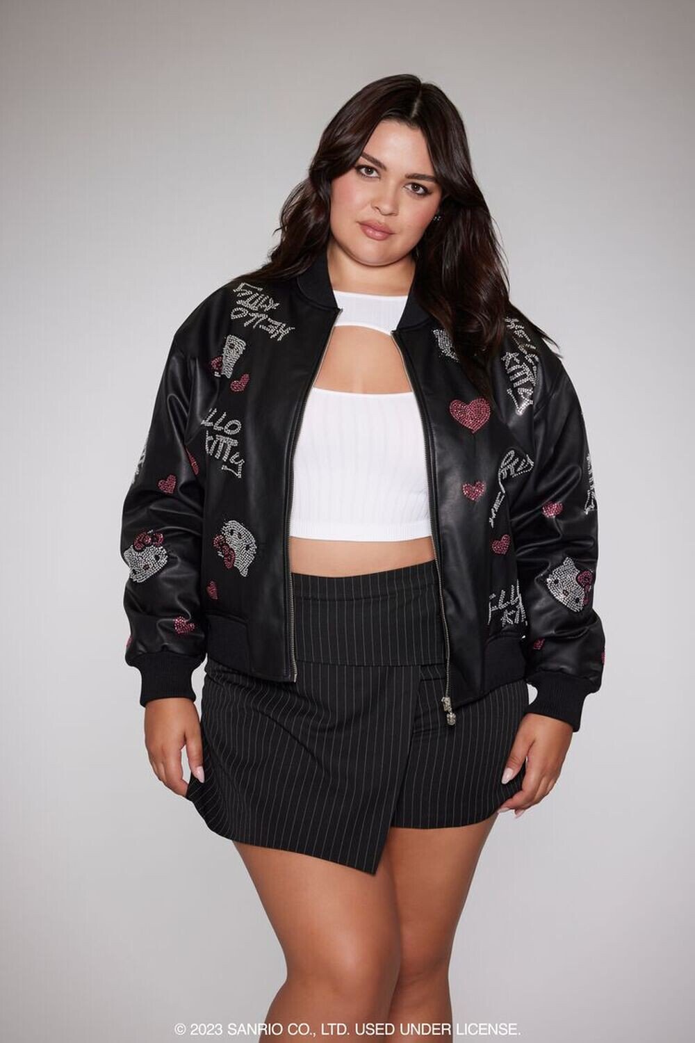 

Куртка-бомбер больших размеров Hello Kitty Forever 21, черный