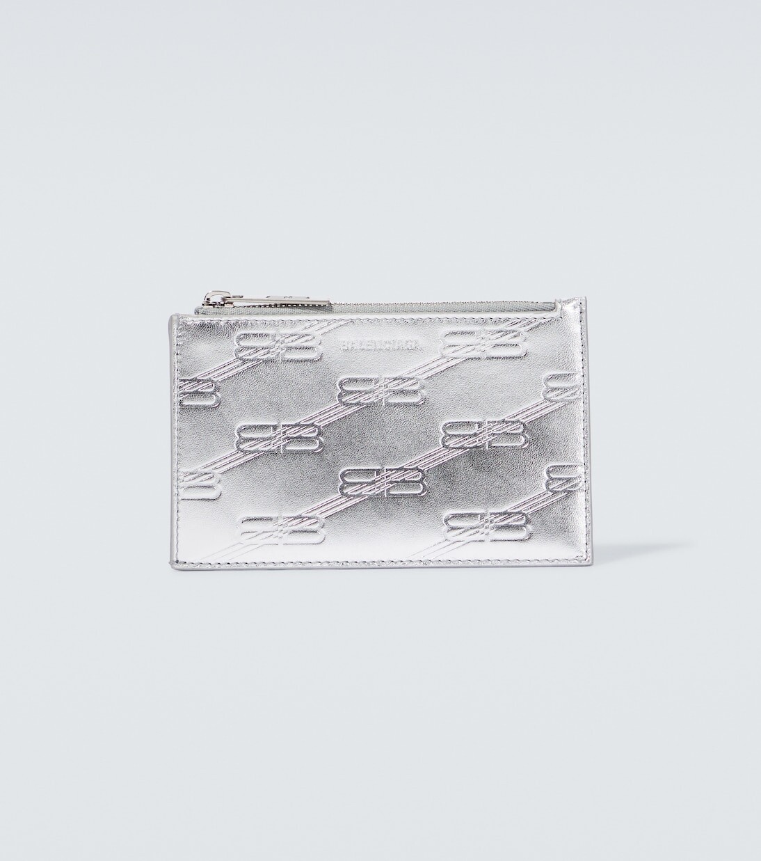 

Кожаный визитница с логотипом Balenciaga, серебро