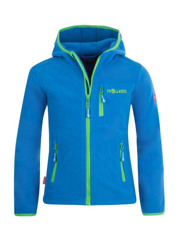 

Флисовая куртка Trollkids Fleece Jacke mit Kapuze Stavanger, цвет Mittelblau/Hellgrün