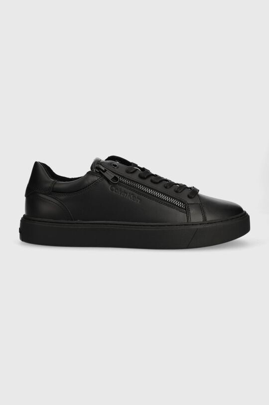 

Кожаные кроссовки LOW TOP LACE UP W/ZIP RUBB Calvin Klein, черный