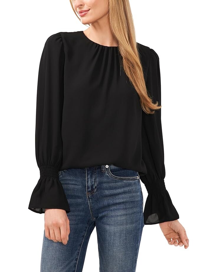

Блуза CeCe Long Sleeve Smocked Cuff Ruffle, цвет Rich Black 1