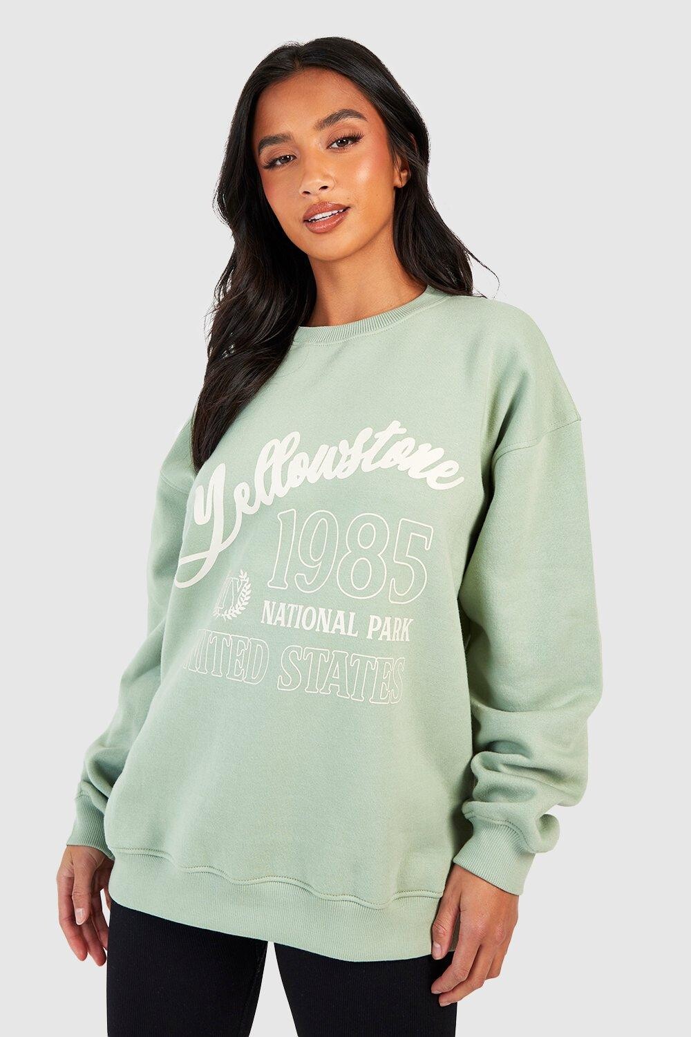 

Толстовка оверсайз с надписью Petite boohoo, зеленый