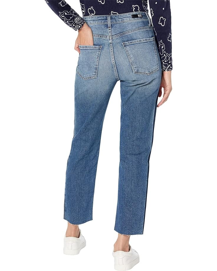 

Джинсы KUT from the Kloth Elizabeth High-Rise Fab Ab-Raw Hem-Shadow At Side in Designer, цвет Designer