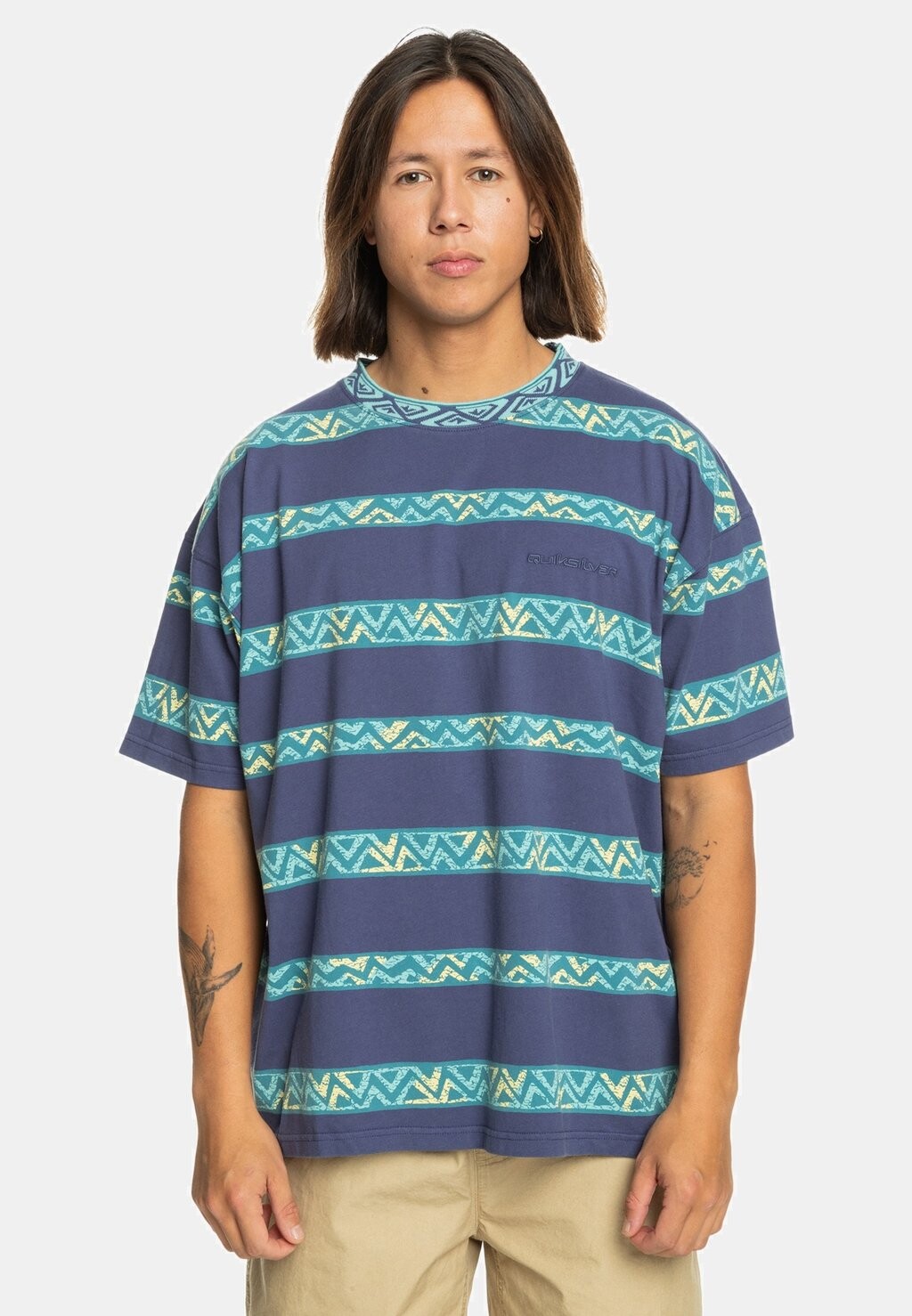 

Футболка с принтом Take Us Back Ss Quiksilver, цвет crown blue heritage stripe