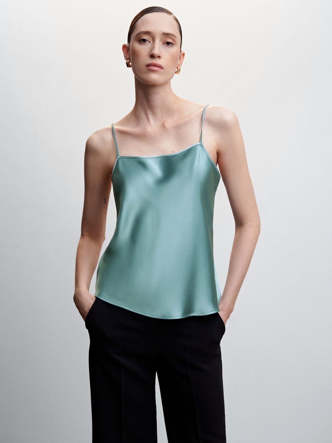 

Атласный кружевной топ Llanes Mango, бирюзовый