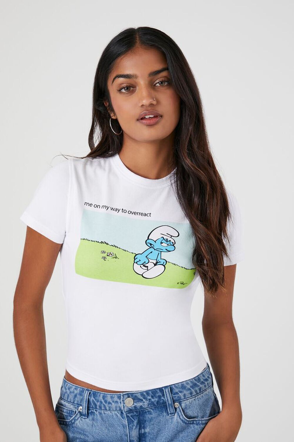 

Футболка с рисунком смурфа Forever 21, белый