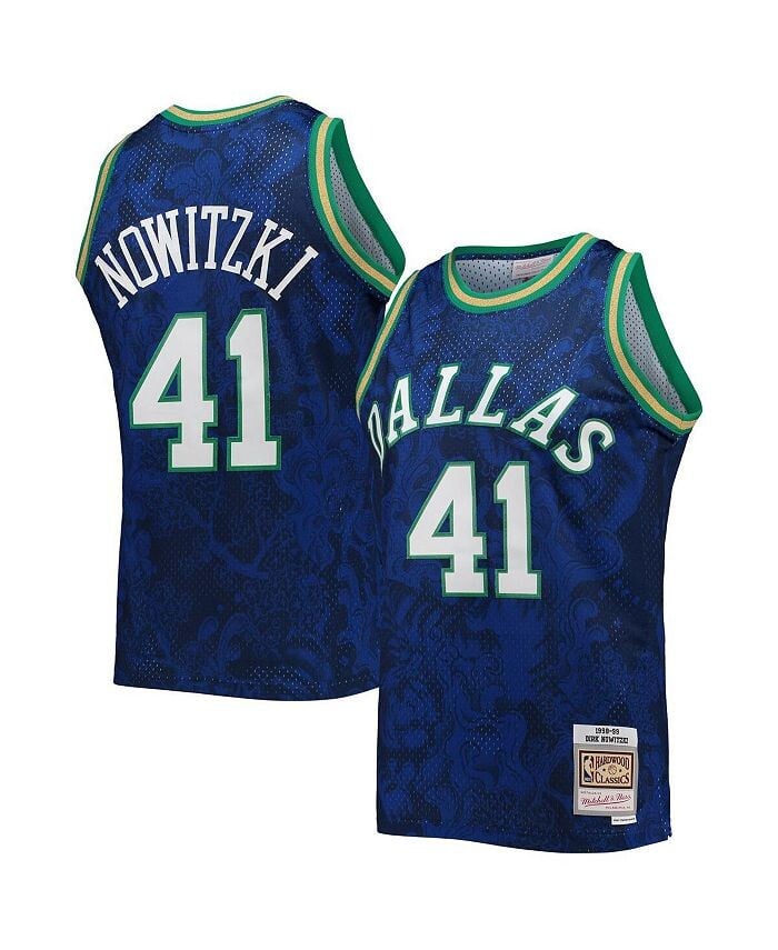 

Мужская синяя майка Dirk Nowitzki Dallas Mavericks Hardwood Classics 1998-99 Lunar New Year Swingman Mitchell & Ness, синий