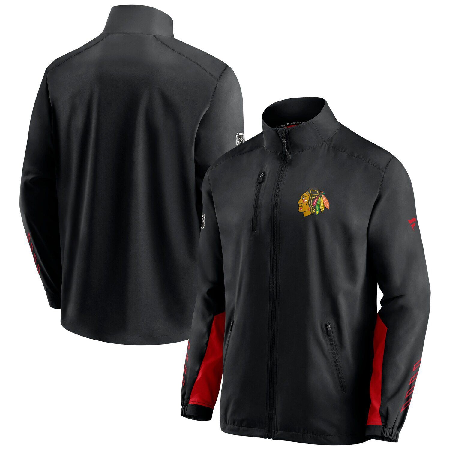 

Мужская фирменная черная куртка с молнией во всю длину Chicago Blackhawks Authentic Pro Locker Room Rinkside Fanatics