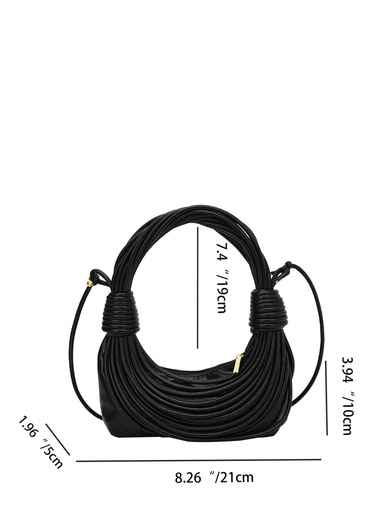 Модная тканая сумка с узлом и текстурой, черный