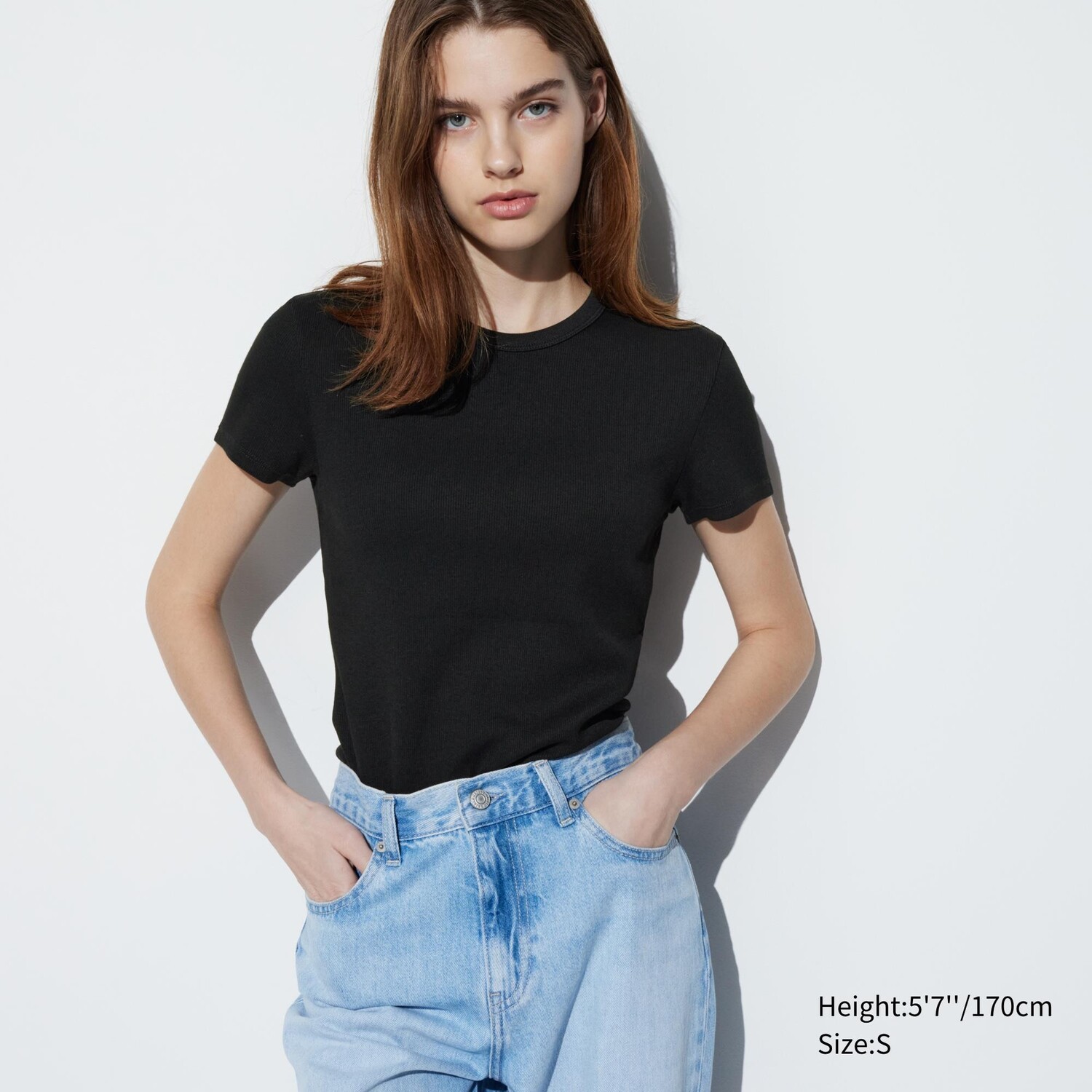 

Мягкая футболка в ребрику UNIQLO, черный