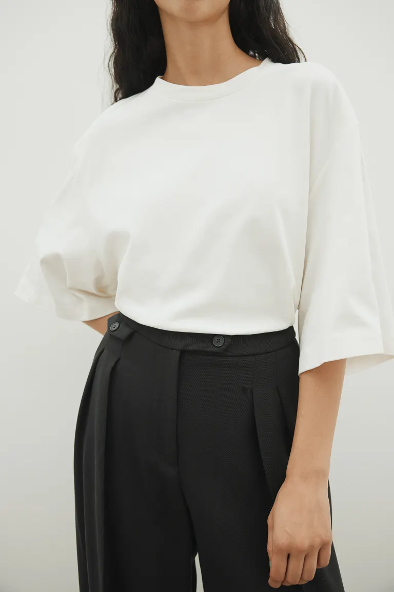 

Широкие брюки из смесовой шерсти H&M, черный