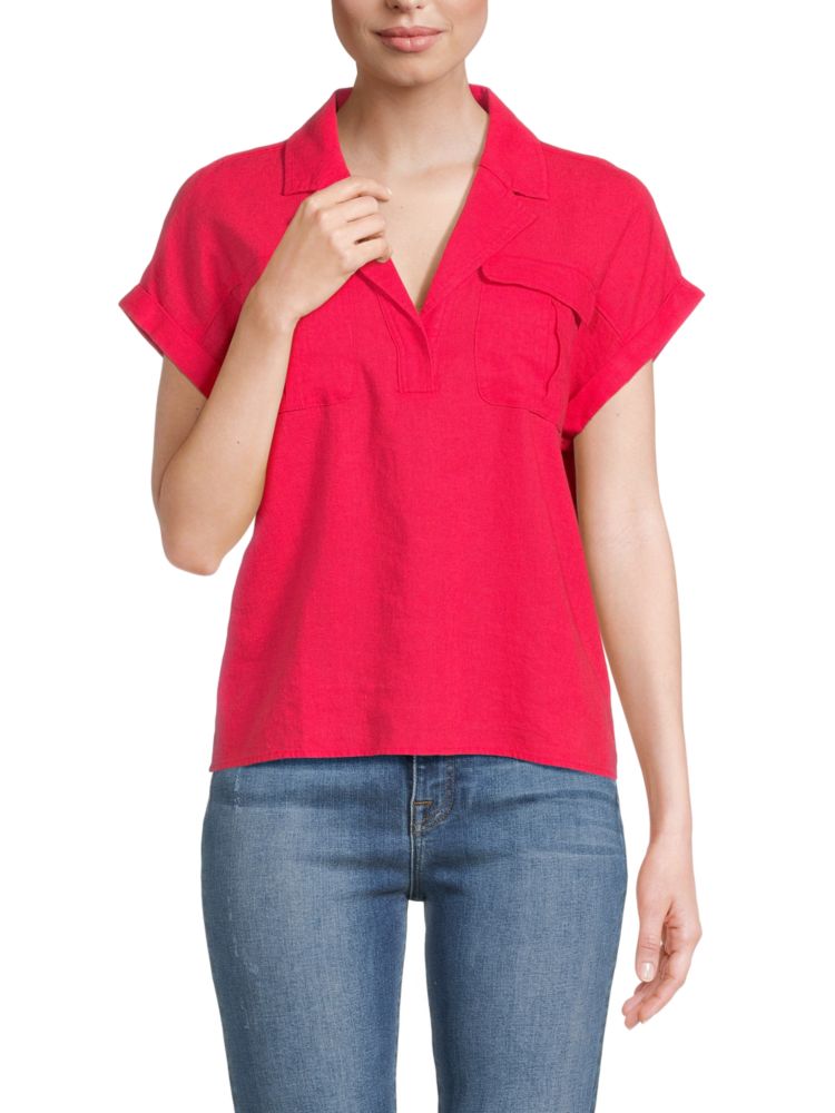 Рубашка Camp из льняной смеси Ellen Tracy, цвет Geranium брюки карго из льняной смеси ellen tracy белый