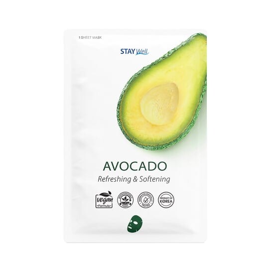 

Освежающая и смягчающая маска для лица в листе авокадо, 23 г Stay Well, Climate Neutral Face Mask