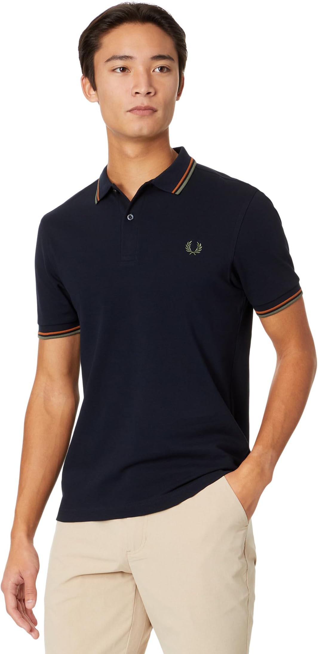 Рубашка-поло Twin Tipped Fred Perry Shirt Fred Perry, цвет Navy/Nutflake/Field Green