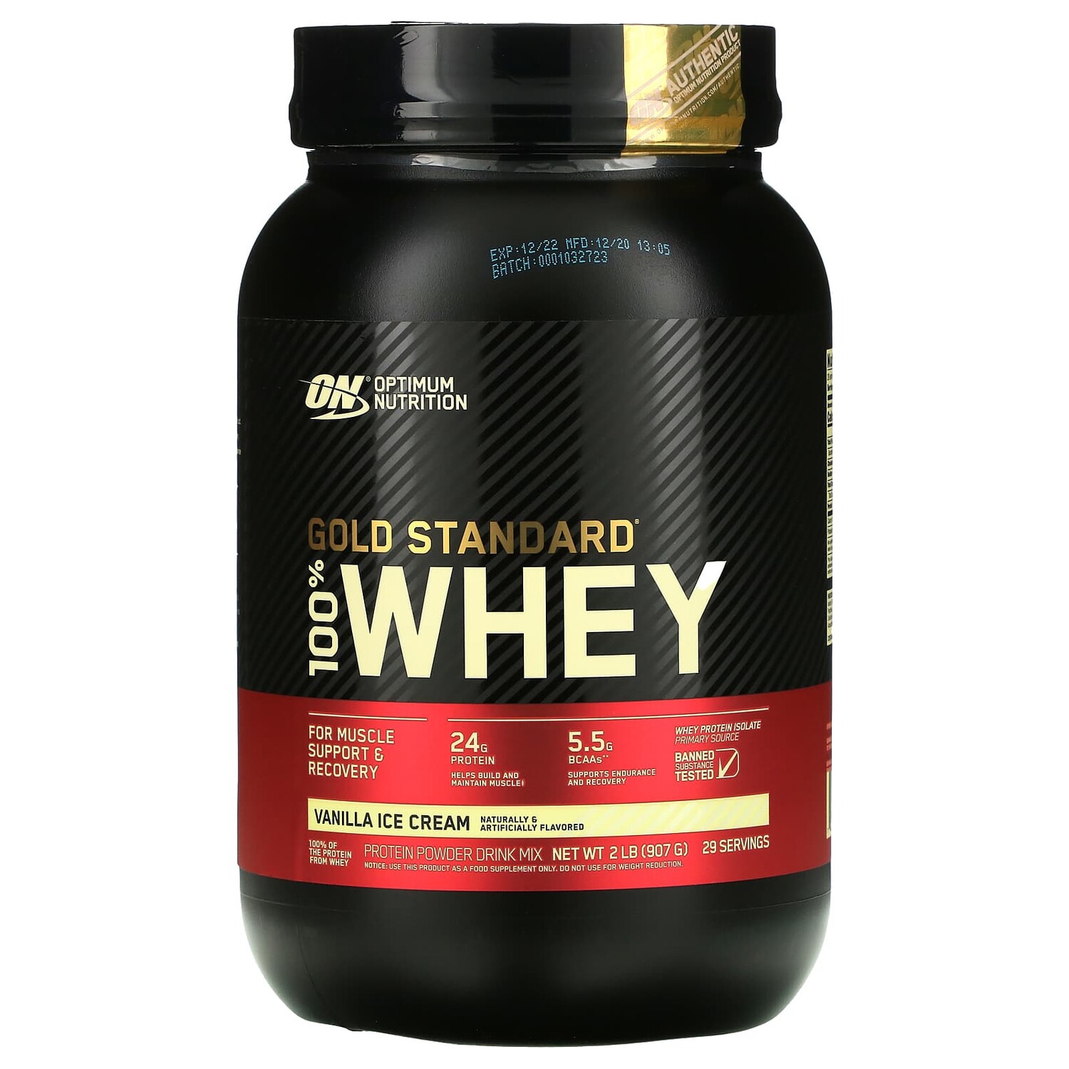 

Gold Standard 100% Whey, сыворотка, ванильное мороженое, 907 кг (2 фунта), Optimum Nutrition