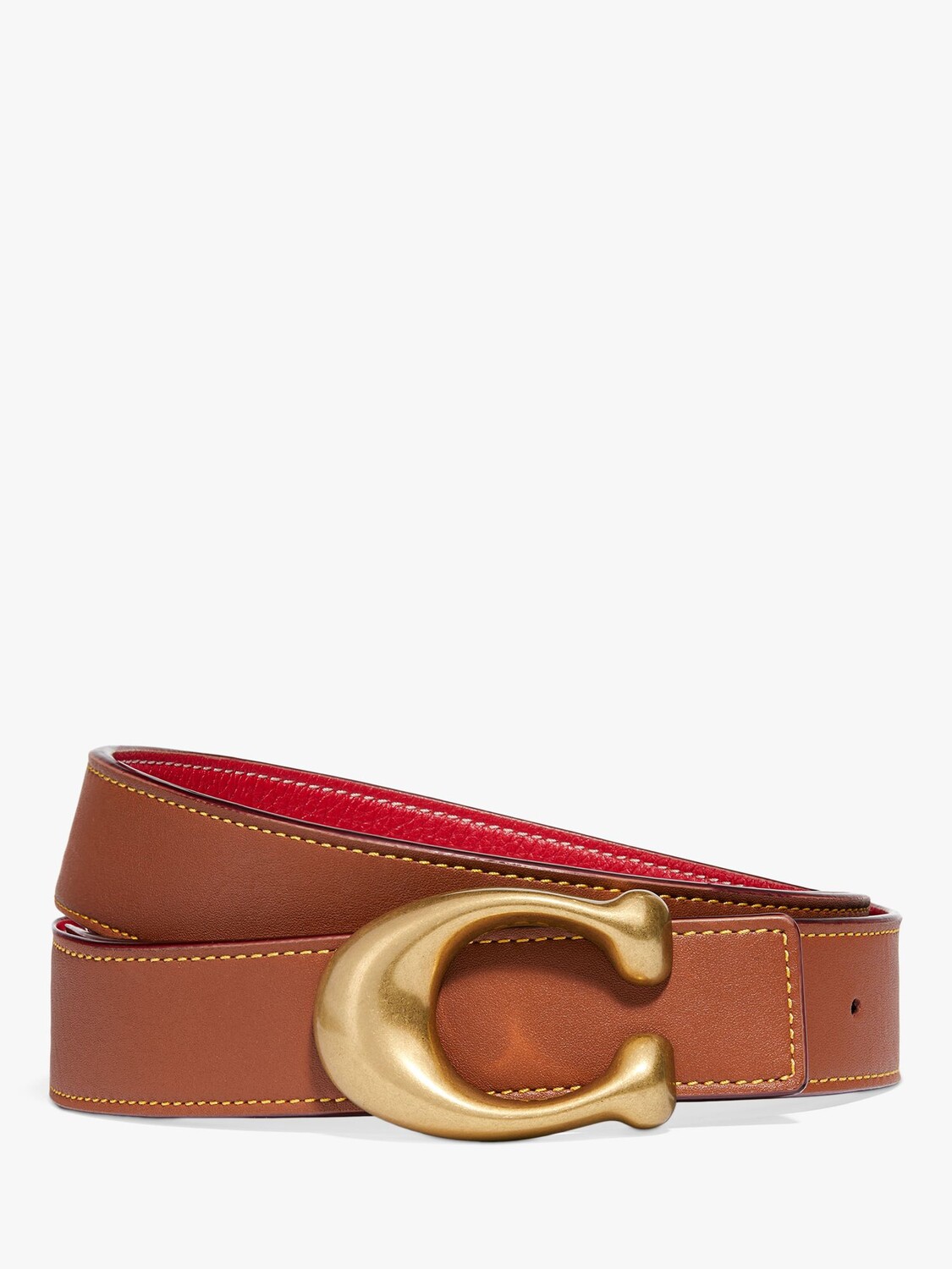 

Кожаный двусторонний ремень Coach, седло/красный