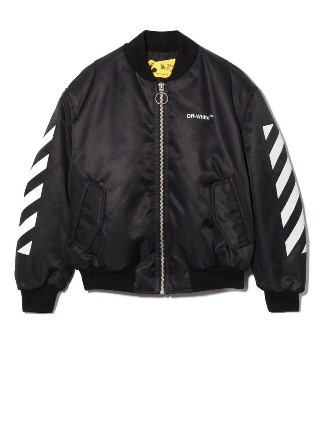 

Off-White Kids бомбер на молнии с полосками Diag, черный
