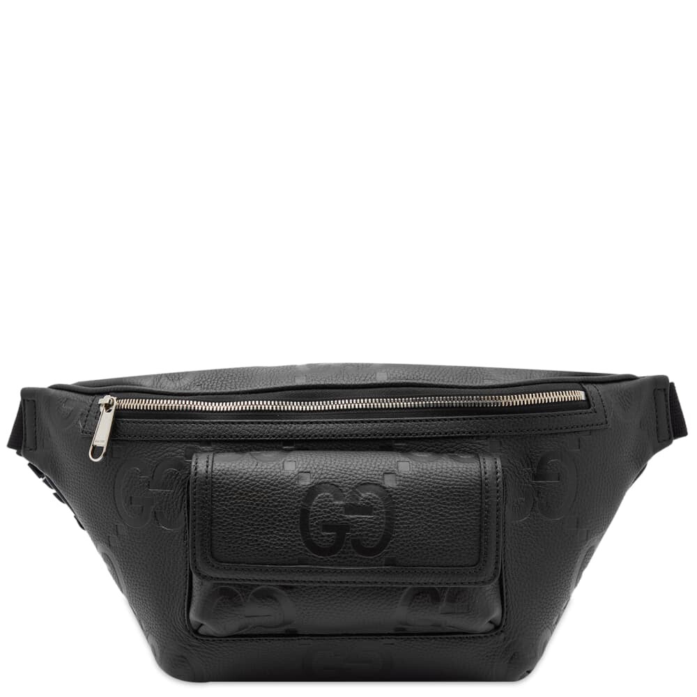 

Кожаная поясная сумка Gucci с тиснением GG, черный