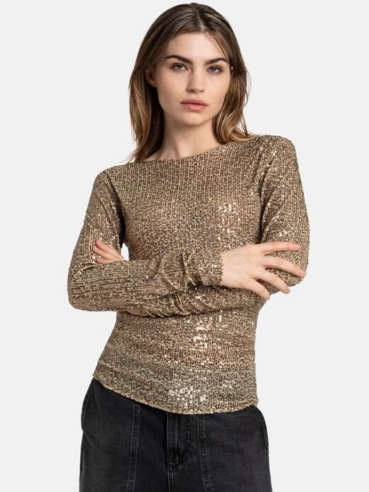 

Рубашка золотая лихорадка с длинным рукавом Free People, золотой