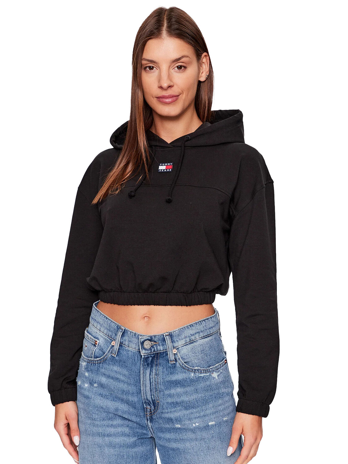 

Tommy JEANS Укороченный свитшот на резинке, черный