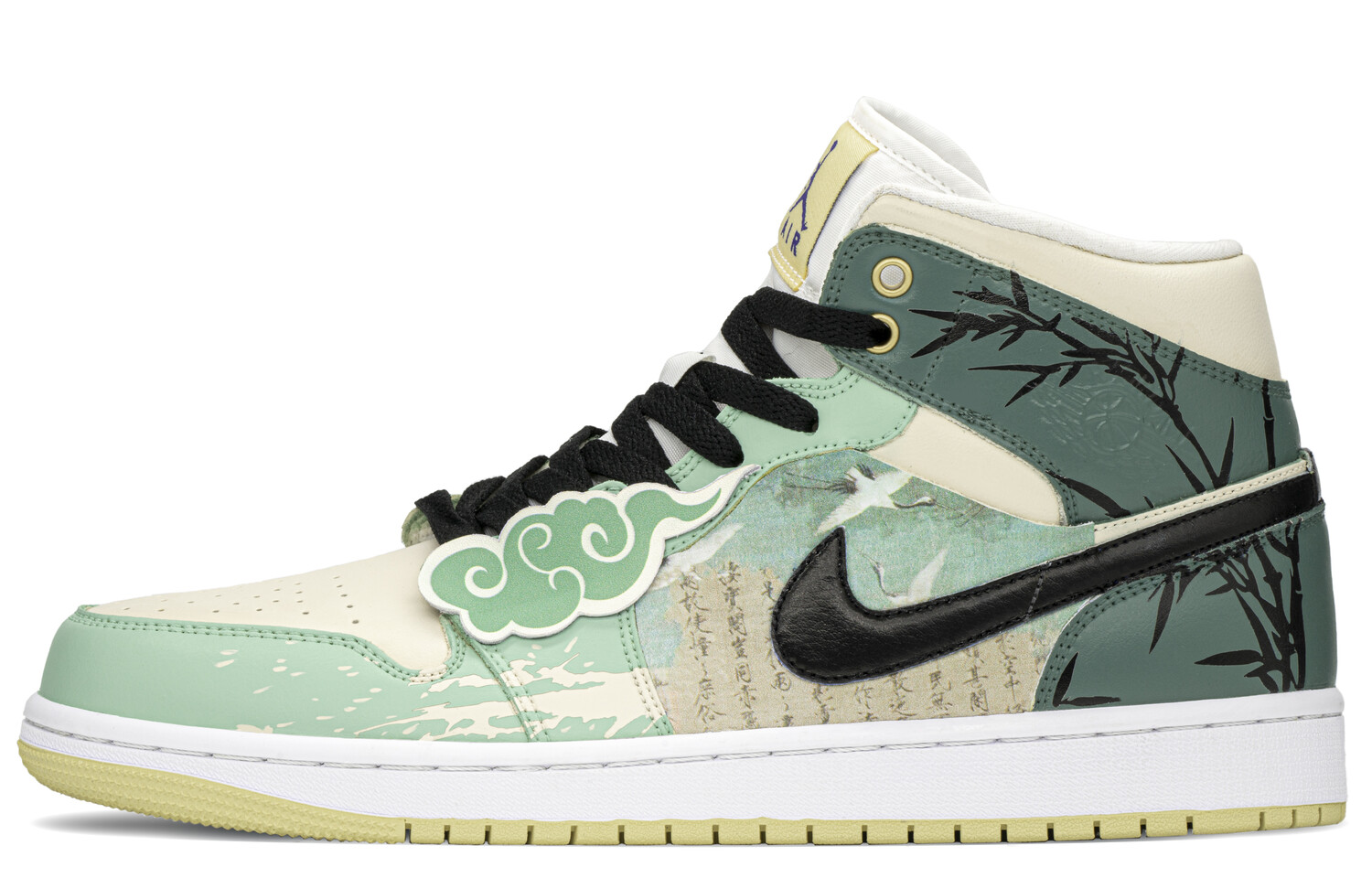 

Кроссовки Air Jordan 1 Vintage Basketball Shoes Women's Mid-top Black/green, черный