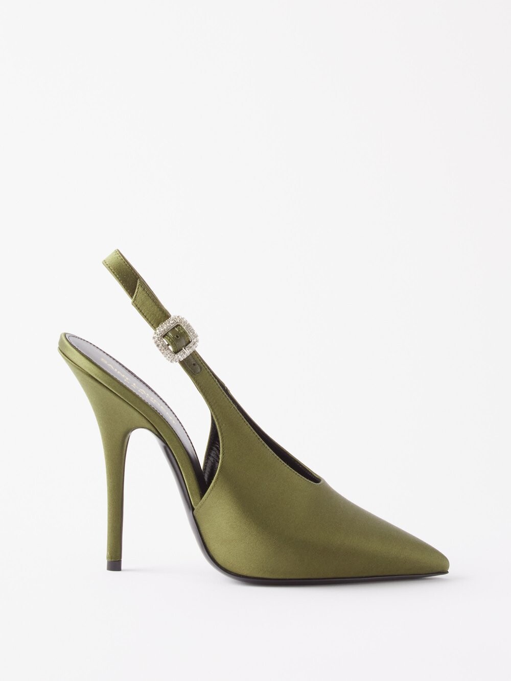 

Атласные туфли yasmeen 115 с пяткой на пятке Saint Laurent, зеленый
