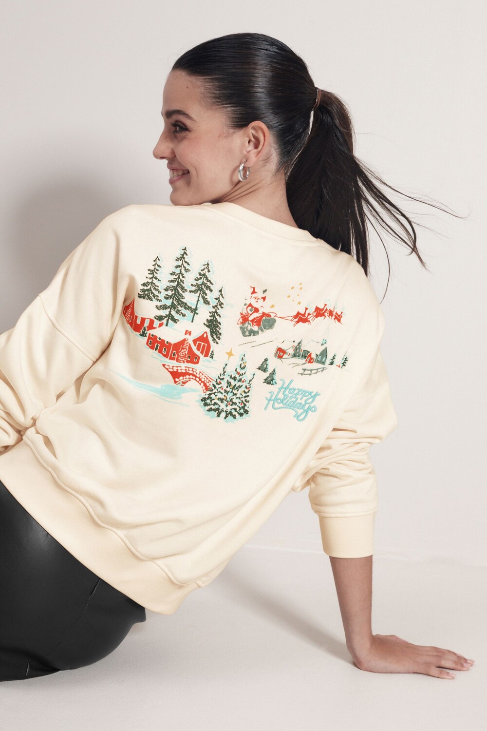 

Толстовка Happy Holidays Novelty с рождественским принтом на спине Next, белый