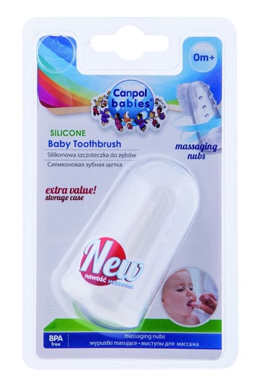 Первая зубная щетка с массажными выступами, в контейнере Canpol Babies тренажер для спины с массажными выступами фиолетовый
