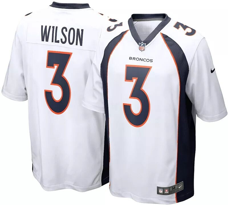 

Мужское белое игровое джерси Nike Denver Broncos Russell Wilson #3