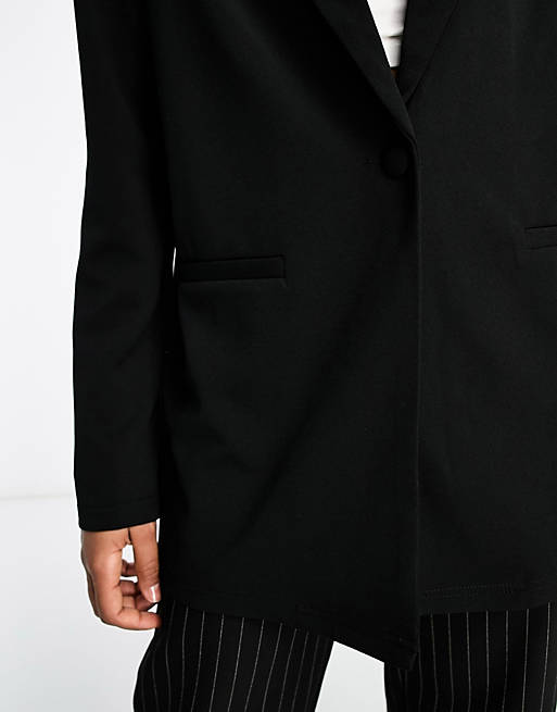 Черный трикотажный пиджак с напуском ASOS DESIGN Tall черный трикотажный пиджак с напуском asos petite