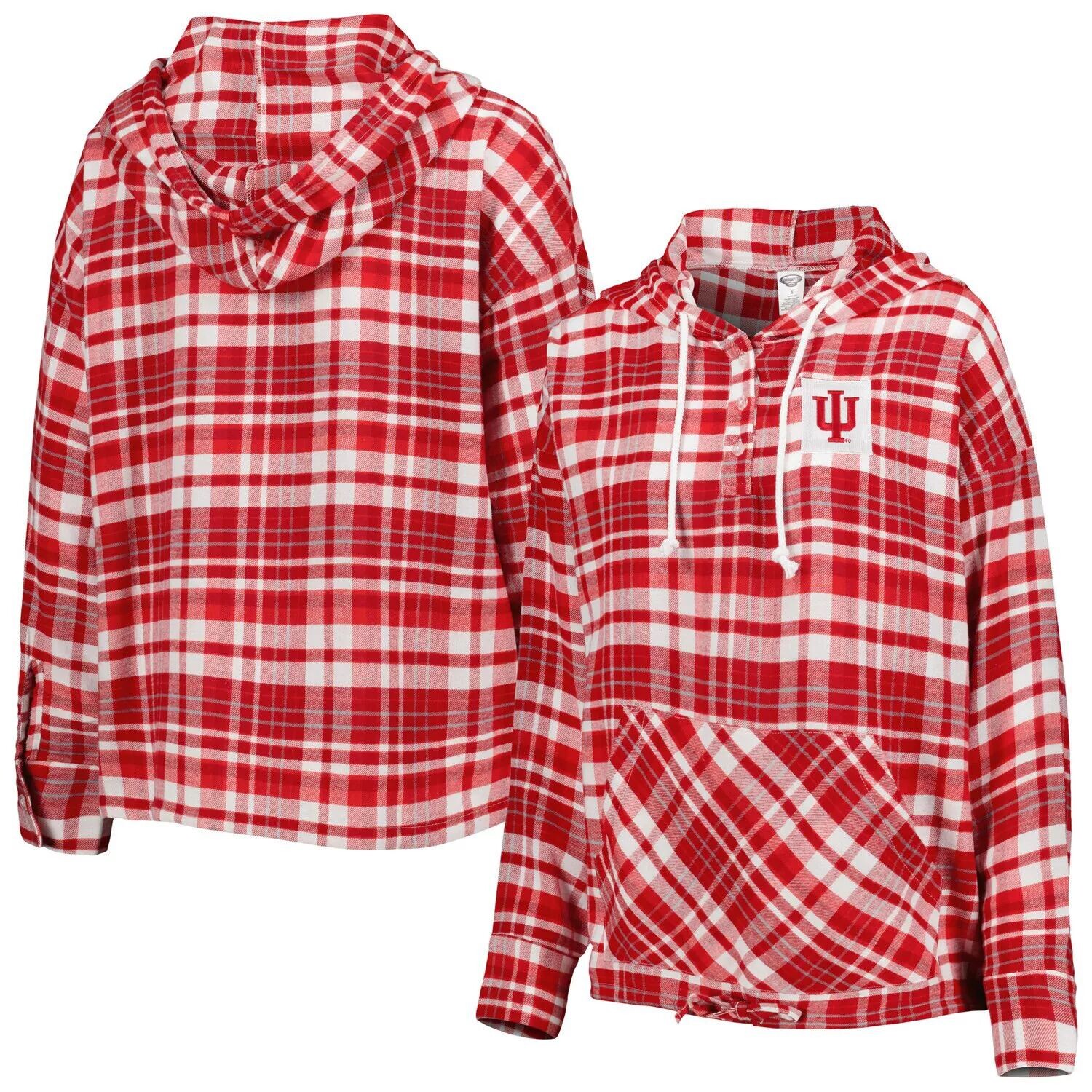 

Женские концепты Sport Crimson Indiana Hoosiers Mainstay Клетчатый пуловер с капюшоном