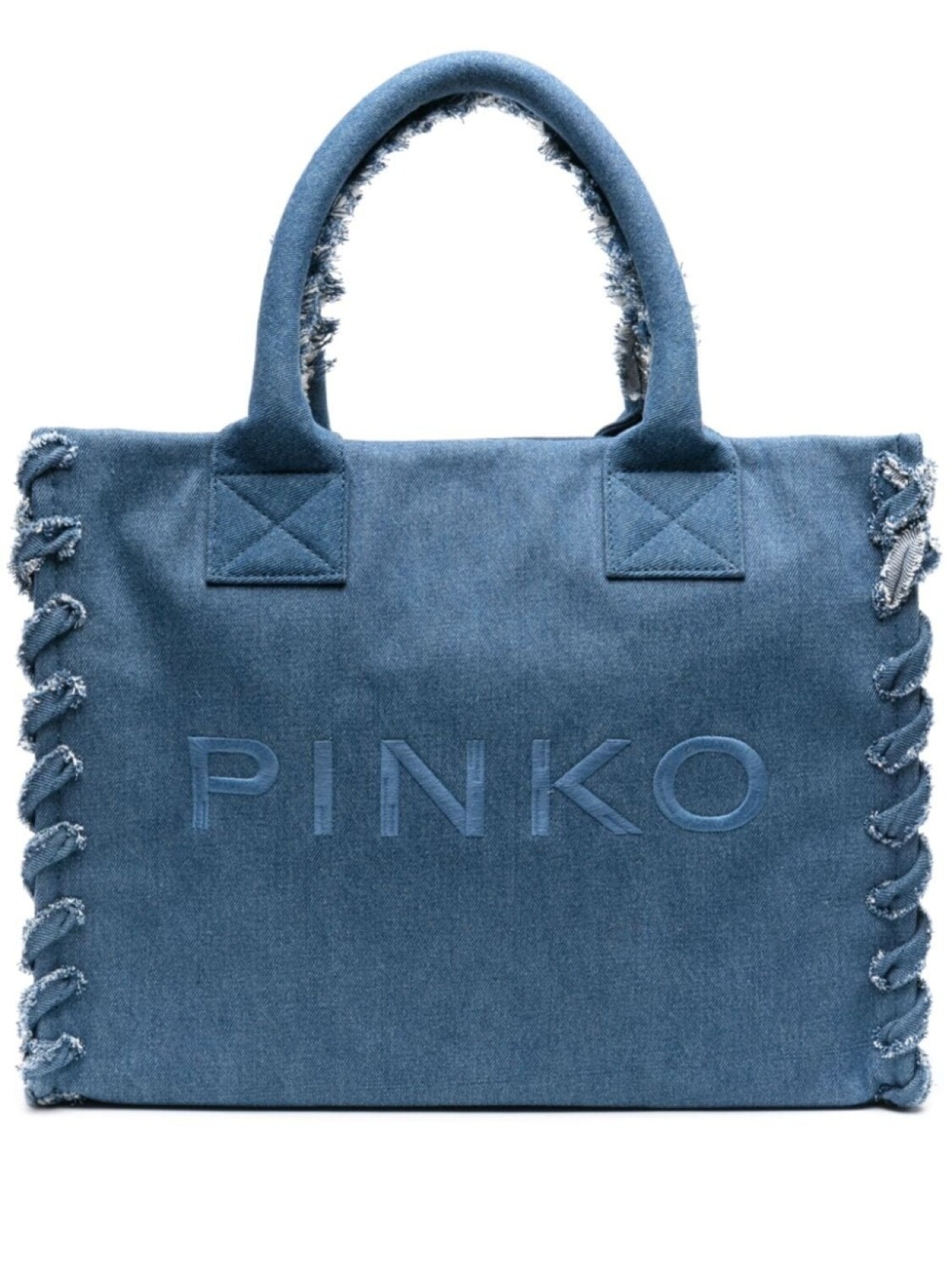 

PINKO джинсовая пляжная сумка с вышитым логотипом, синий