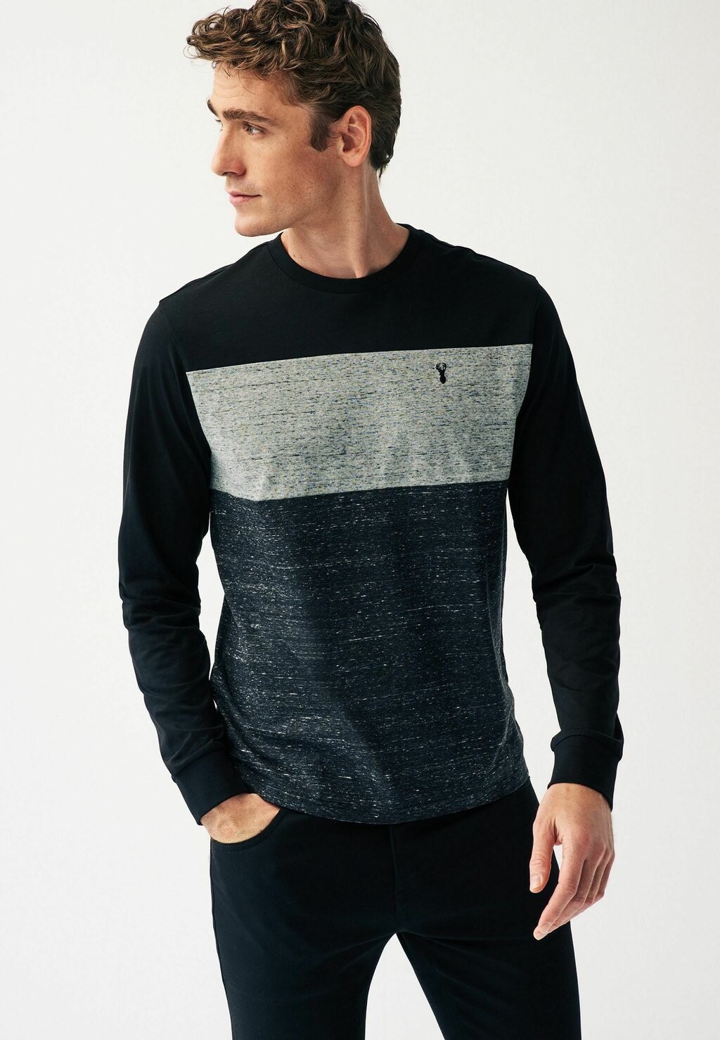 

Футболка с длинным рукавом Block Long Sleeve Next, цвет black grey marl