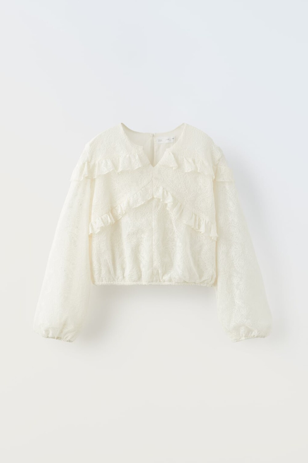 

Блузка из тюля с вышивкой ZARA, экрю